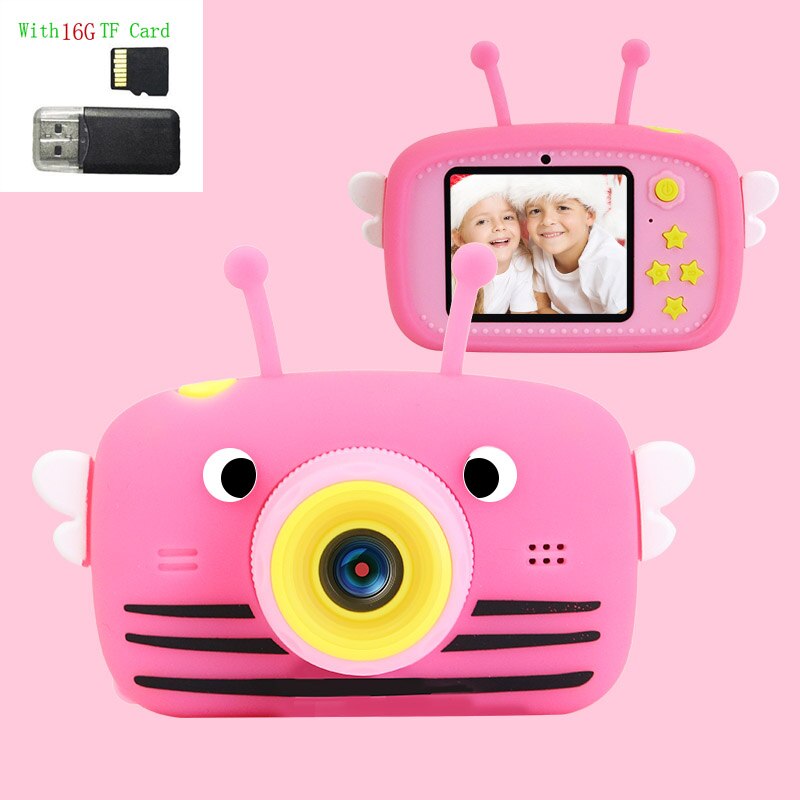 Kinderen Mini Camera Full Hd 1080P 12MP Digitale Video Foto Camera 2 Inch Scherm Kids Camera Voor kinderen Beste: Bee Red 32G