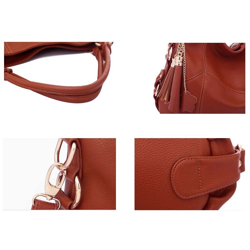 Large Soft Leather Ladies Handbags Women Shoulder Bag Female Tassel Casual Totes Crossbody Bags for Women Beige White Brown