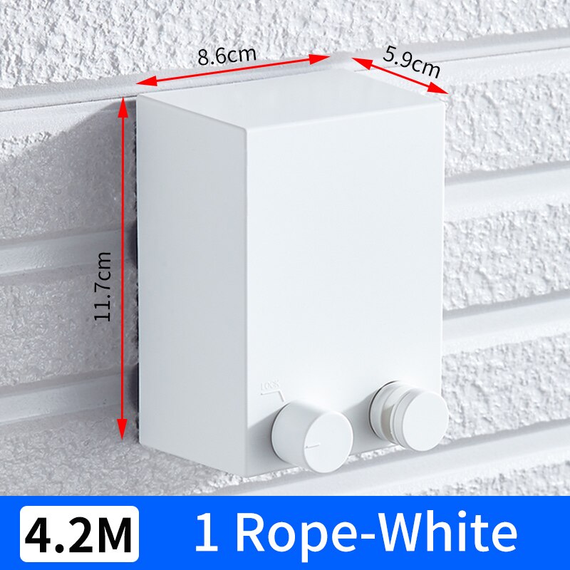 Retractable Clothesline Hanger Indoor Outdoor Drying Rack ABS Plastic Clothesline Rack Balcony Laundry Dryer Double Wire Rope: White