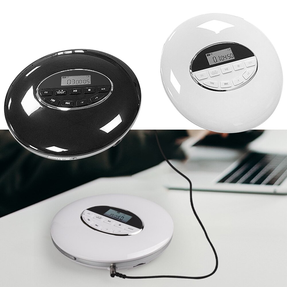 3.5mm Jack Car Multifunctional Portable CD Player Anti Skip Small Battery Powered With LCD Display Compact Music USB AUX Round