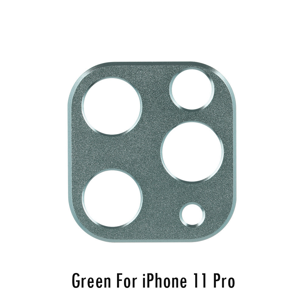 Metal Frame + Tempered Glass Lens Screen Protector For iPhone 11 Pro Max Aluminum Alloy Sheet 3D Back Full Cover Anti-Fingerprin: Green For 11 Pro