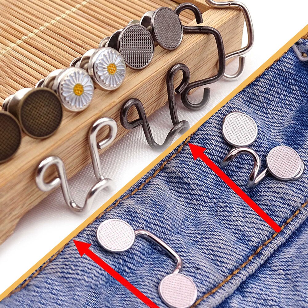 4set Metal Reusable With Hook For Pants Durable Waist Buckle Extender Set Sewing Tools Disassembly Skirts Adjustable Jean Button