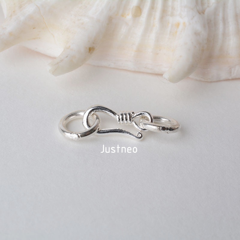 Sterling Silver S Hook & Eye Fish Clasp with Closed Jump Ring, for Necklace / Bracelet Jewelry diy Components