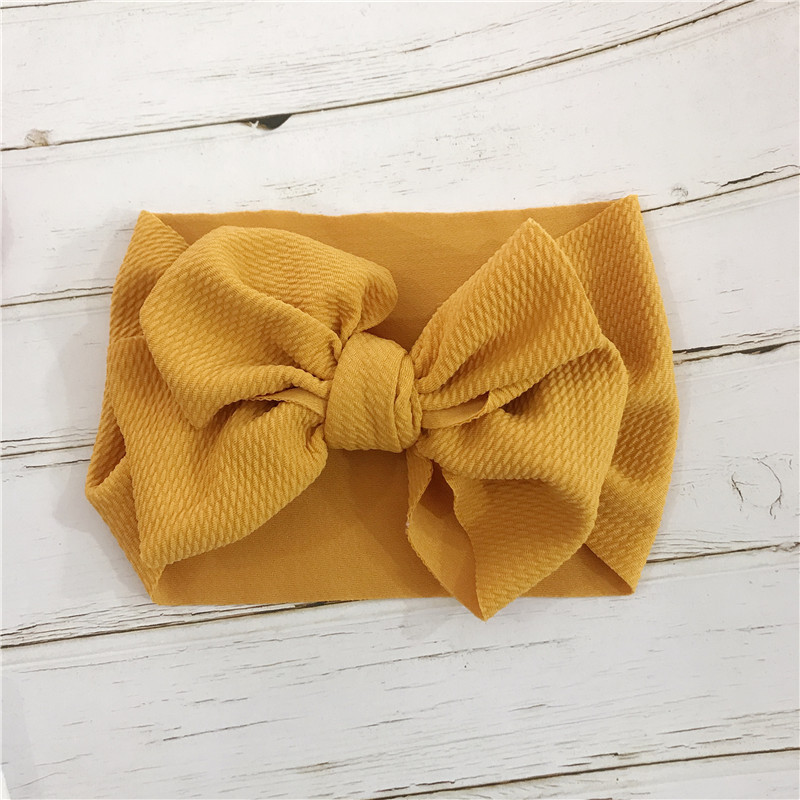 Baby Accessories Infant Baby Girl Cute Soft Bow Headband Newborn Solid Headwear Headdress Nylon Elastic Hair Band Props: Yellow