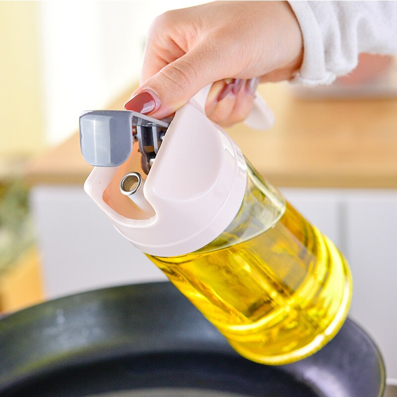 Leakproof Glass Oil Bottle Kitchen Oil Pot Automatic Opening Seasoning Can Condiment Dispenser Olive Oil Contanier with Handle