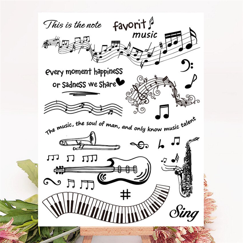 11X16Cm Bergtoppen Transparante Afdichting Clear Postzegels Siliconen Afdichting Roller Postzegels Diy Scrapbook Album/Kaart Productie: Music Notes 14x18