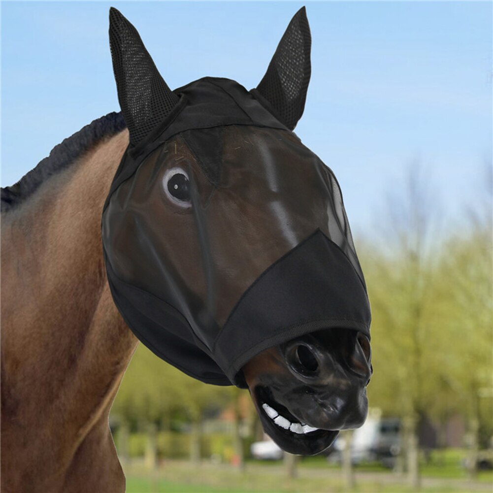 Anti-Muggen Mesh Paard Masker Head Cover Ademend Anti Fly Insect Equine Maskers Voor Huishoudelijke Dier Paard Accessoires