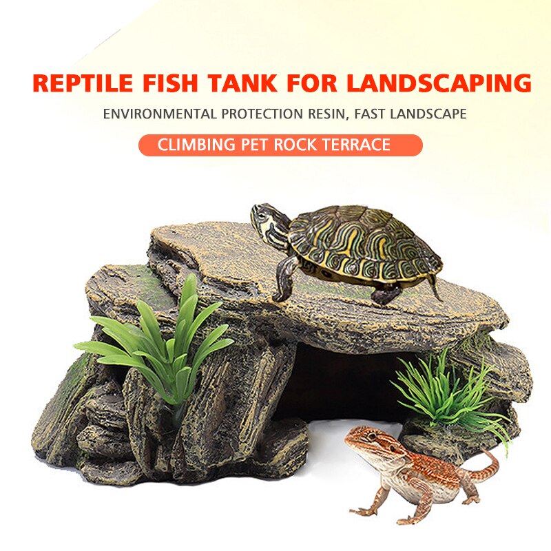 1Pc Aquarium Hiding Cave Resin Reptile Climbing Rock Terrarium Stone Fish Tank Decor Aquarium Fish Tank Ornament Decoration