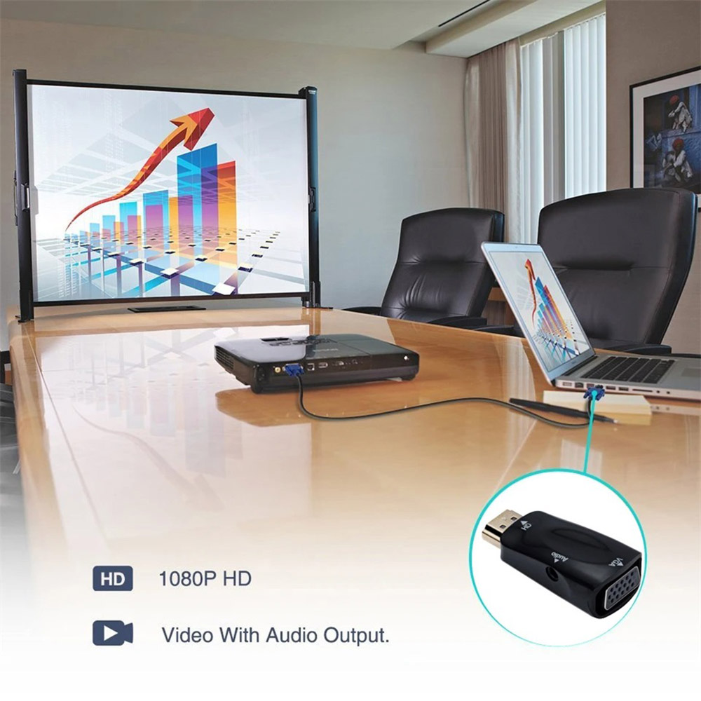 HDMI-kompatibel zu VGA Kabel Konverter Stecker Auf Famale Konverter Adapter 3,5mm Jack Audio HD 1080P Für PC Laptop Tablet Projektor