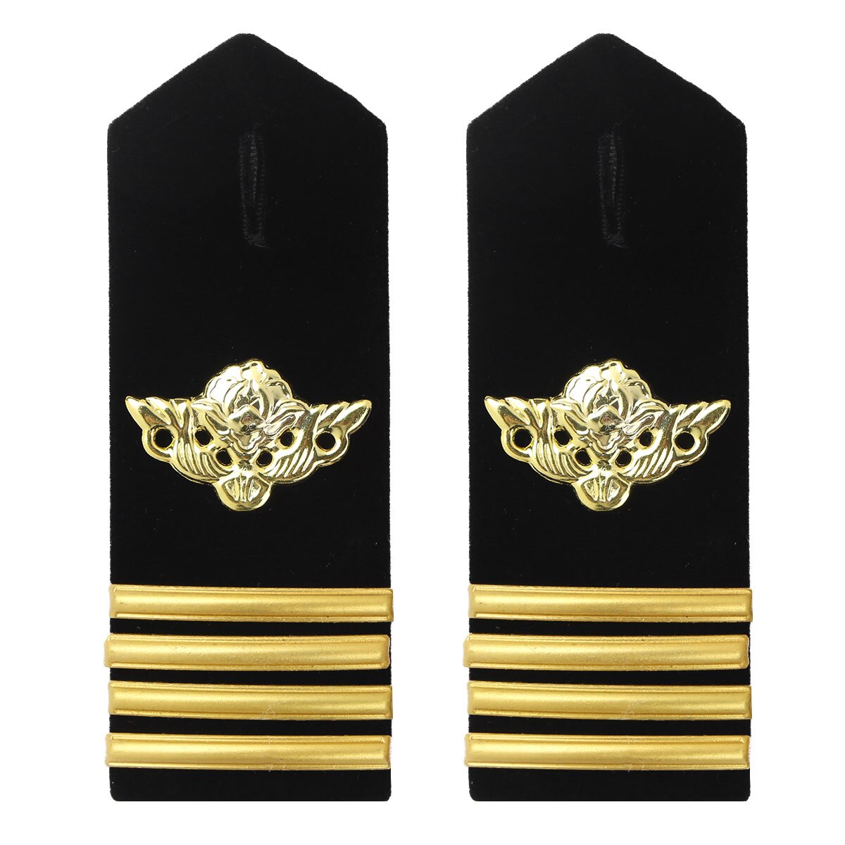 1 Paar Professionele Airlines Pilot Epaulet Gold Metal Bar/Ster/Tarwe Diy Epauletten Universele Sailor Kleding Schouder Board badge: Black Four