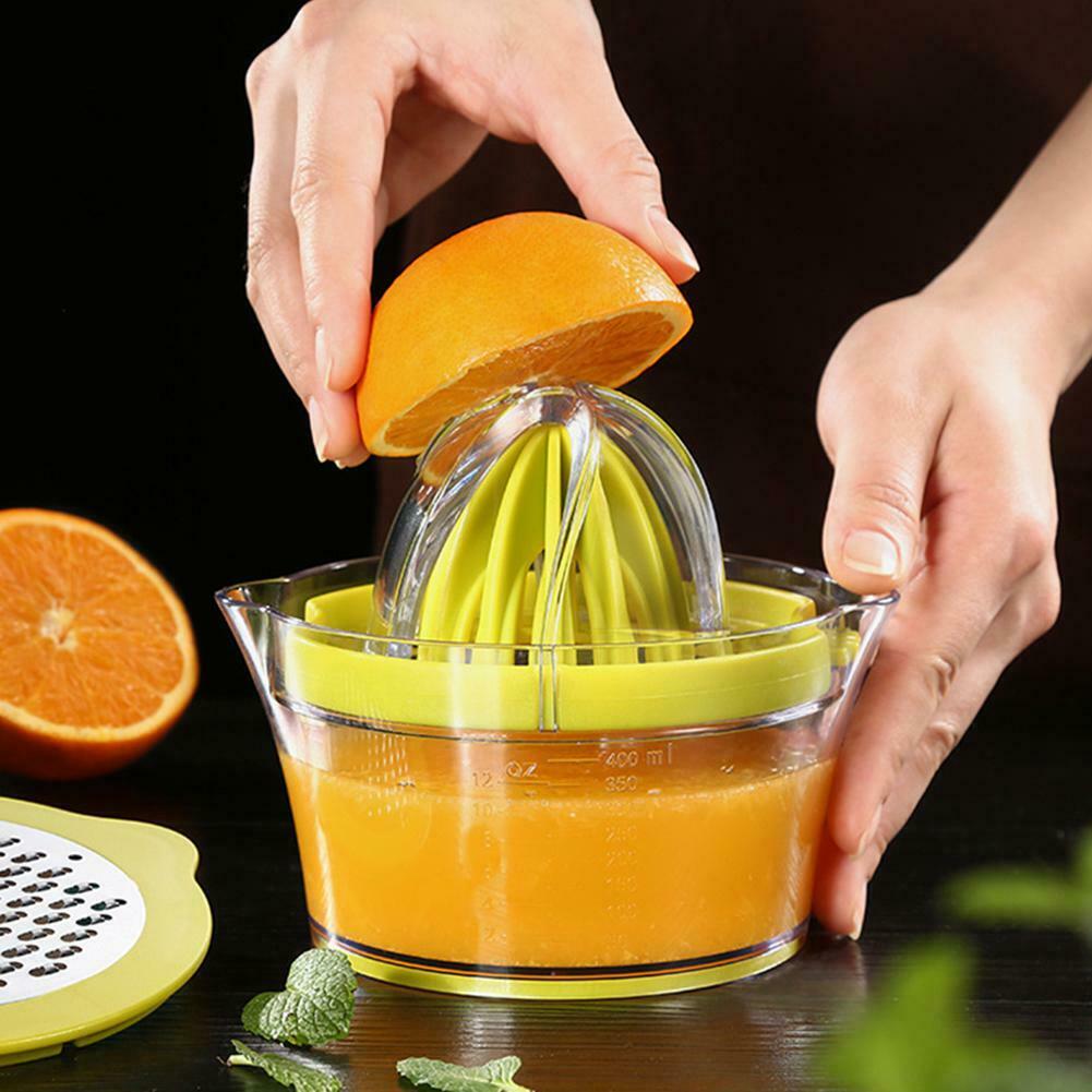 4 in 1 manuell juicer multifunktionell citronpressare apelsincitrusjuicer med inbyggd mätkopp grönsaksfruktsaftpressare