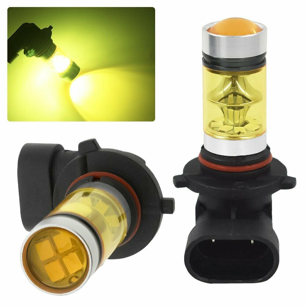 Bombillas de conducción diurna HB4 9006, amarillo frío, LED de alta potencia, reemplazo de 100W