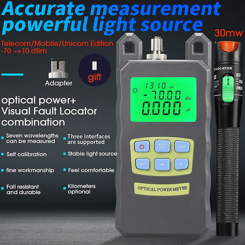 2 In 1 Ftth Glasvezel Tool Kit AUA-70A Optische Power Meter -70 Tot + 10dBm En 10Mw visual Fault Locator Fiber Optic Test Pen: OPM with 30KM VFL