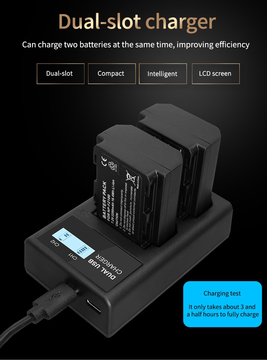 Palo NP-FZ100 NPFZ100 FZ100 Digitale Batterij Lader Voor Sony Alpha A9, Alpha A7R Iii, A7R Mark 3, alpha A7 Iii, A7 Mark 3