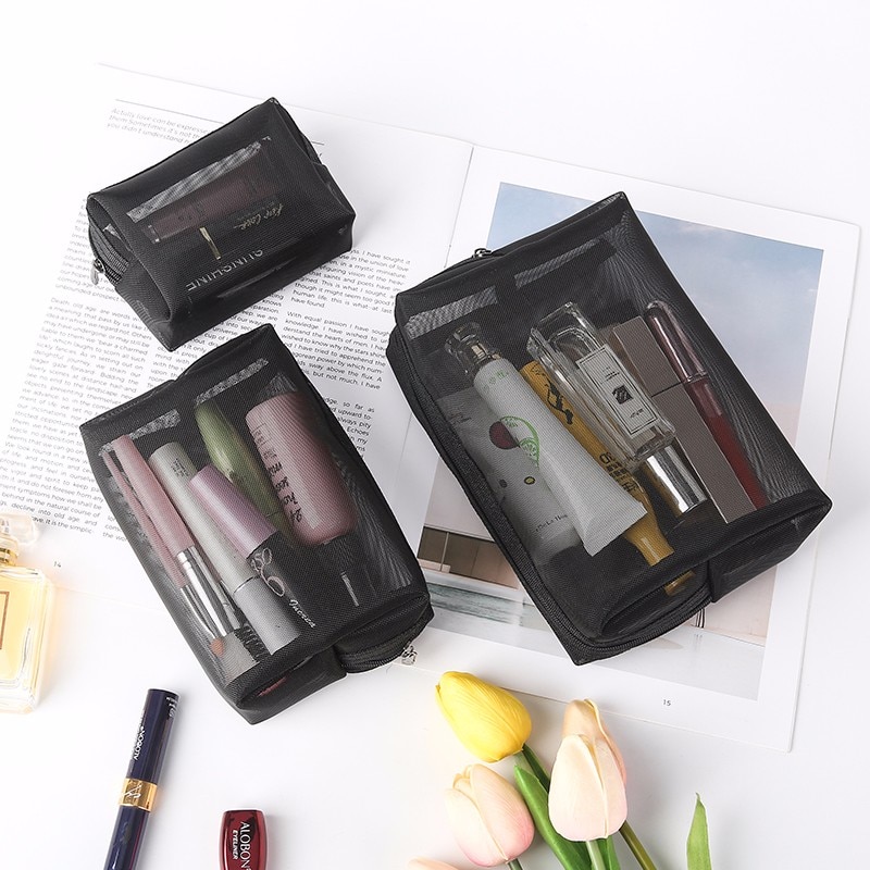 3 Delige Set Vrouwen Transparante Cosmetische Bag Travel Functie Make-Up Case Rits Make Up Organizer Opslag Pouch Toilettas Wash Bag
