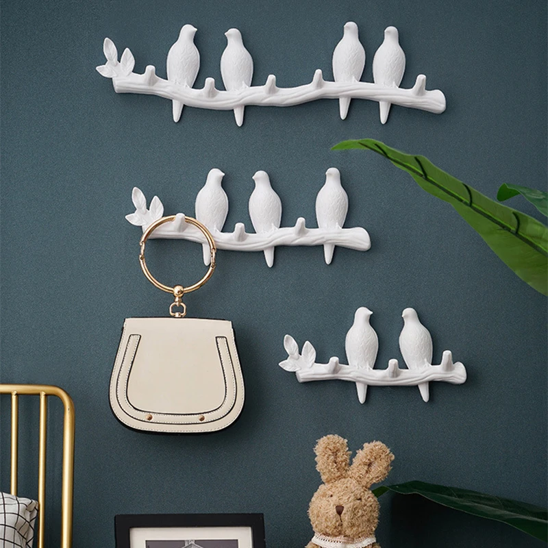 Milieuvriendelijke Vogel-Vormige Muur Haken Key Hloder Plakken Op Muur Opknoping Kleding Sleutel Handtas Kapstok Houder Woondecoratie