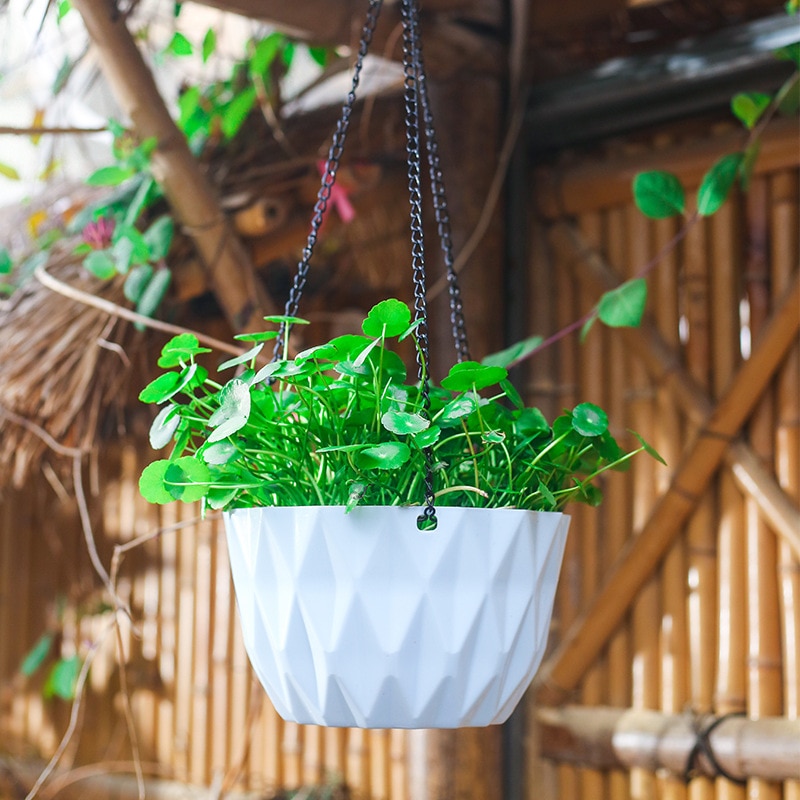 Macetas colgantes de cadena de Maceta de jardín creativas, maceta de flores, cesta decoración para el hogar, balcón, plantas hidropónicas, tejido de mimbre de imitación