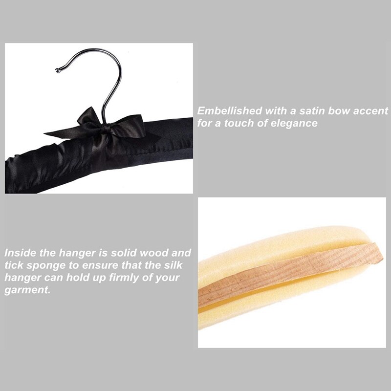 Cintre Tissu Cintres Satin Ivoire Hangerworld - Lot De 4 Avec Nœud Décoratif Pour Robes Lot Cintres Luxe Ivoire