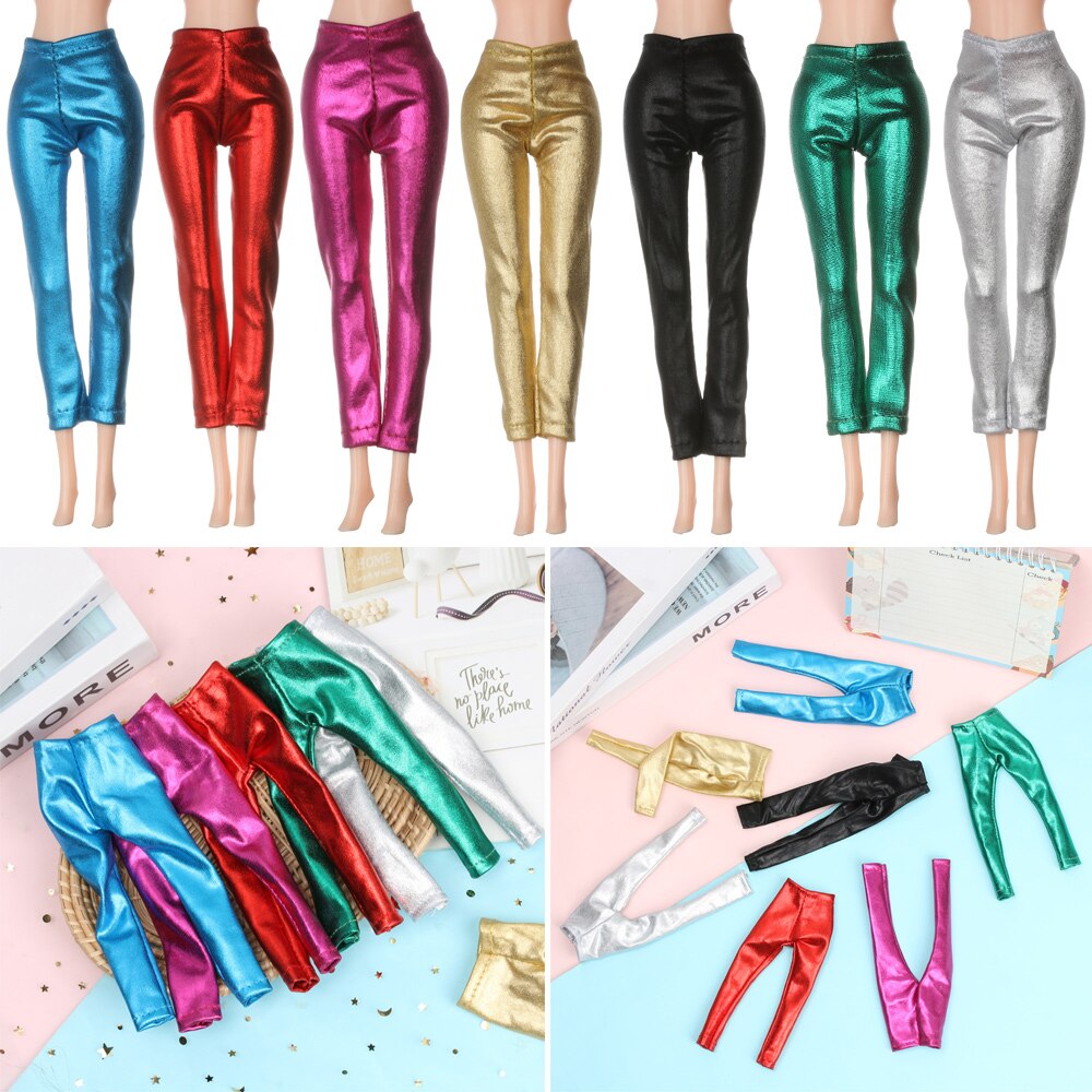 Pantalones elásticos de cuero de Color caramelo para muñeca, parte inferior a rayas, accesorios de ropa para muñeca, vestido diario informal, 1/6