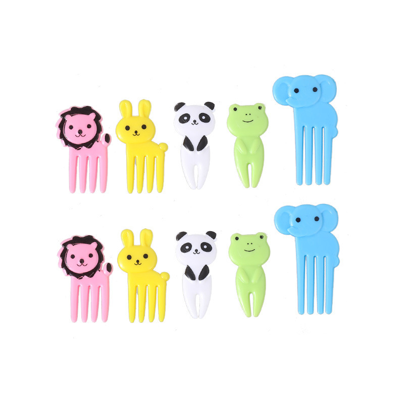 Cute Mini Food Picks Children Animal Toddler Cartoon Snack Cake Dessert Food Fruit Forks With Cutter Silicone Lunch Box Dividers: camel