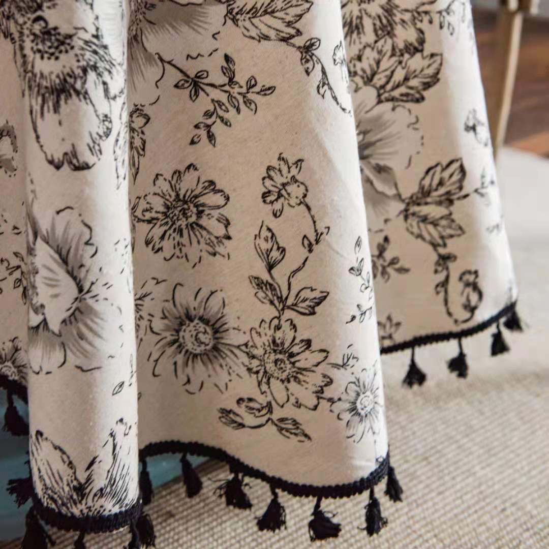 Round Tablecloth for Table Rose Print Cotton Linen Diameter 150 Round Table Cover Decorate Home Party Hotel Mantel Mesa