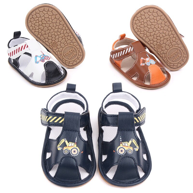 Zomer Schoenen Jongen Zacht Lederen Sandalen Cartoon Auto Hollow Out Pasgeboren Baby Baby Schoenen Casual Zachte Antislip Ademend prewalker