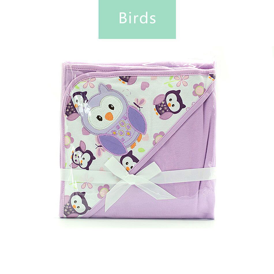 Elinfant 1 Pcs Baby Kids Hooded 78 × 78 Cm Badhanddoek/Cartoon Baby Badjas/Bad Essentiële/baby Deken Ontvangen Dekens: birds