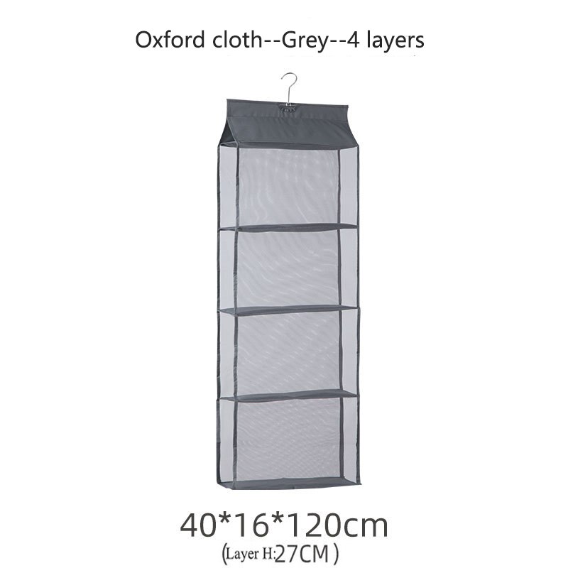 Foldable Hanging Bag 4 Layer Folding Shelf Bag Purse Handbag Organizer Door Wall Sundry Pocket Hanger Hanging Closet Storage Bag: Oxford-4 layers