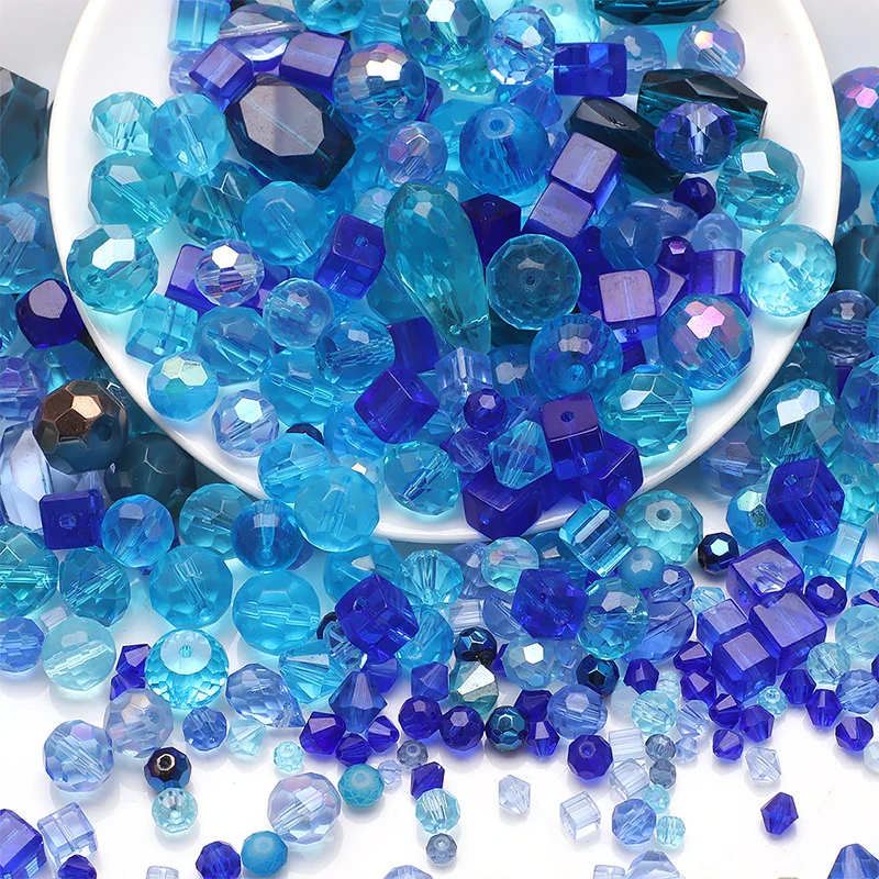 Cuentas de cristal con forma de tamaño mixto, cuentas de vidrio facetadas multicolores, cuentas espaciadoras sueltas para fabricación de joyería, collar de pulsera DIY: Verde