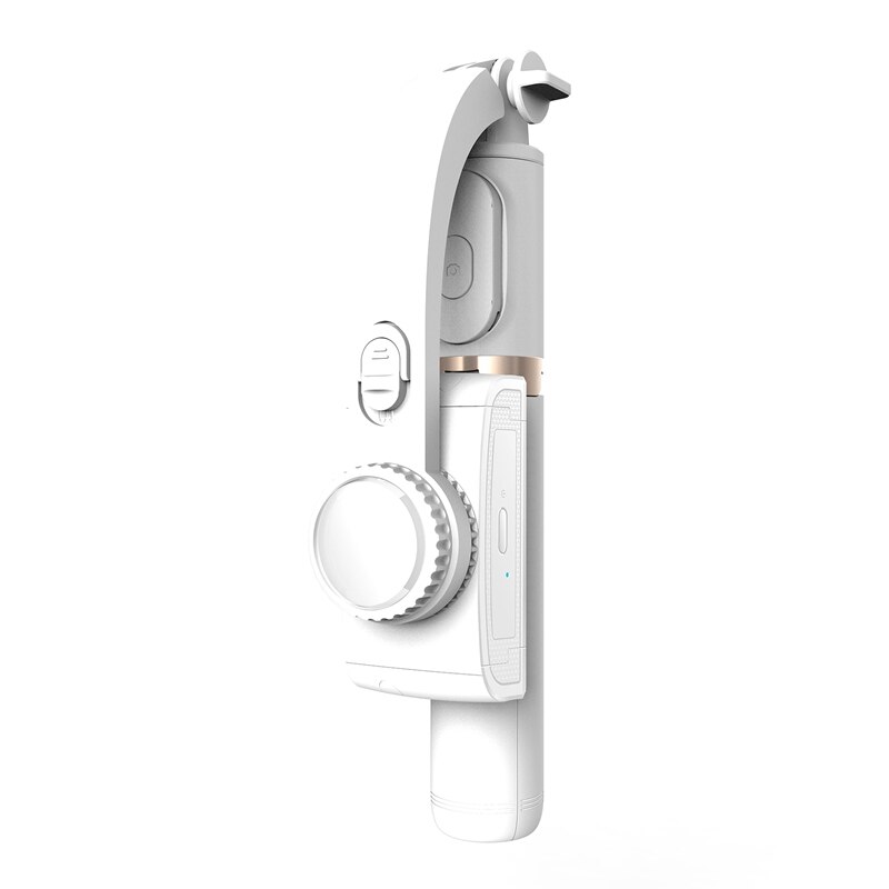 Kabelloser bluetooth-selfie-stick mit multifunktionalem stabilisator, anti-wackel-funktion und faltbarer handyhalterung für ios und android: Weiß