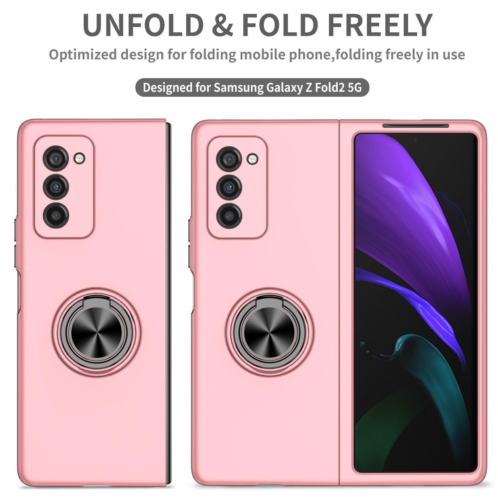 Odporny na wstrząsy metalowy pierścień Kickstand Case do Samsung Galaxy Z Fold 2 Fold2 5G Fold 3 Fold3 antypoślizgowa precyzyjna wycinanka pokrywa Capa
