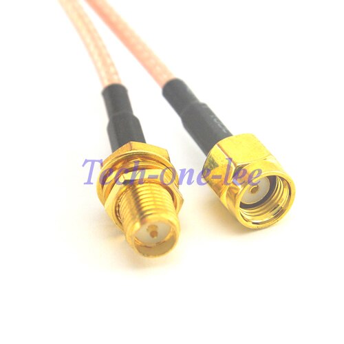 2 piece RP SMA male Plug(female pin) to RP SMA female jack(male pin) Extension Straight Pigtail Cable