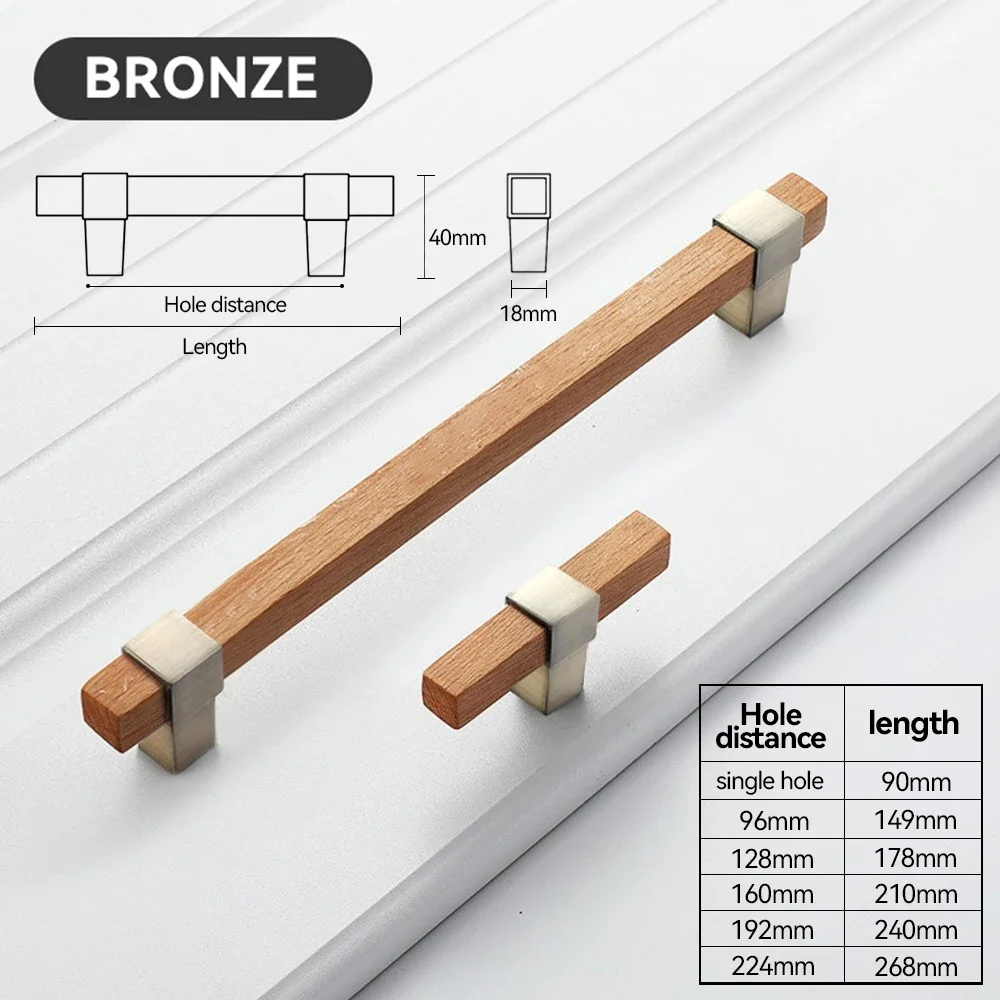 Tiradores de madera para muebles, pomos de Puertas doradas, negras y plateadas para armarios de cocina y cajones: S / Negro