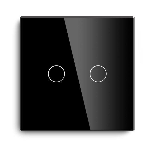 Bseed Touch Switch 2Gang 1Way 2Way Wall Switch EU Standard Luxury Glass Panel Touch Light Switch Black White Golden Switches: Black 1 way