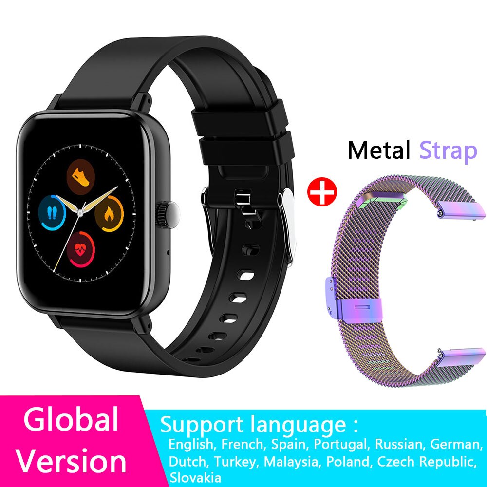 Smartwatch Men Bluetooth Call 1.72inch Full Touch Fitness Tracker Blood Pressure Clock Women Smart Watch for Xiaomi PK GTS Band: Set metal E