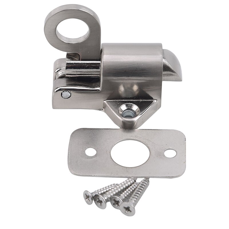 Zinc Alloy Door Bolt Latch Lock Security Pull Ring Window Gate Spring Bounce Door Bolt Safty Gate Latch w/ Screw Silver