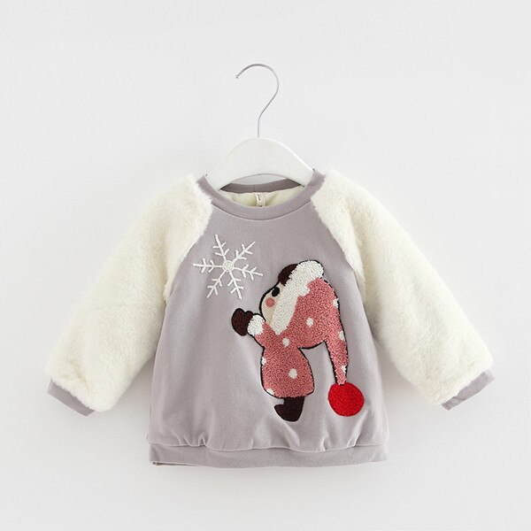 Idé fisk baby piger sweatshirts vinter tyk varm børn jule hættetrøjer lange ærmer sweater til børn tøj 0-2y: Grå / 6m