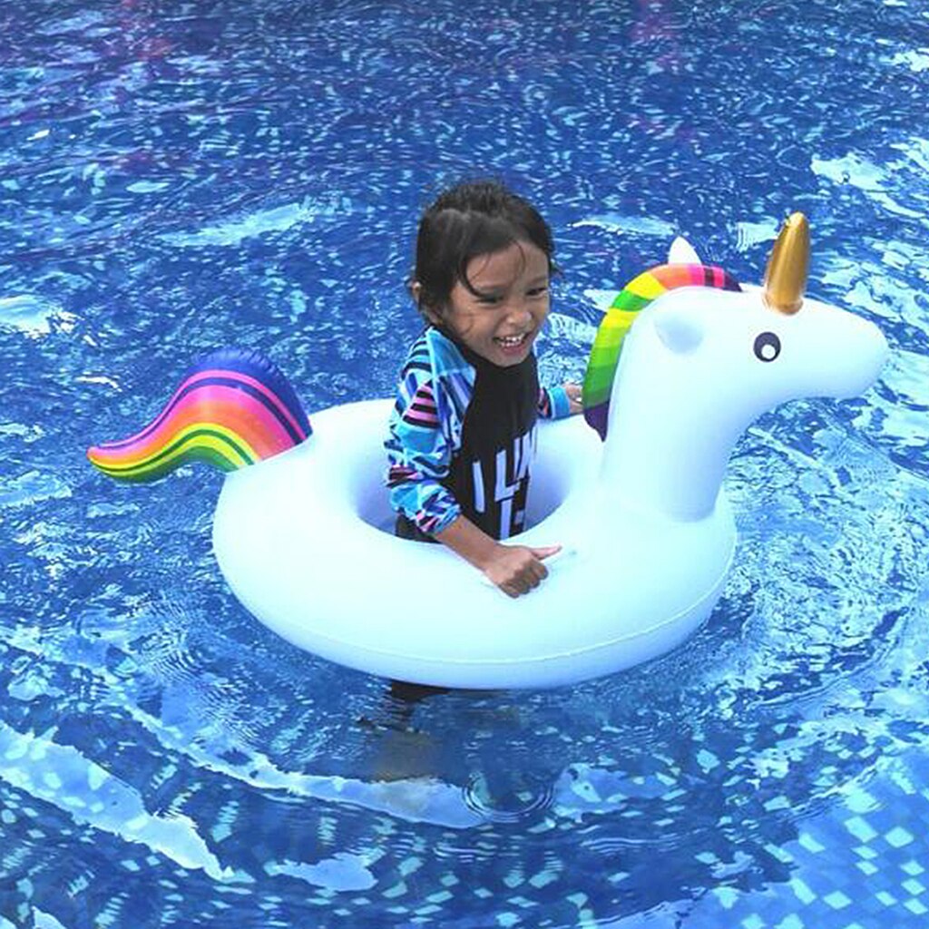 Børns oppustelige swimmingpool svømningsflåder med håndtag sommer enhjørning svømningsring svømmer piger drenge småbørn flydende rør