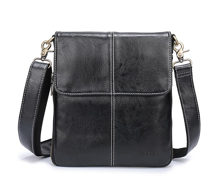 VORMOR Leder Männer Tasche Leder Crossbody-tasche Schulter Männer Messenger Taschen Kleine Casual Handtaschen Mann Taschen: Black