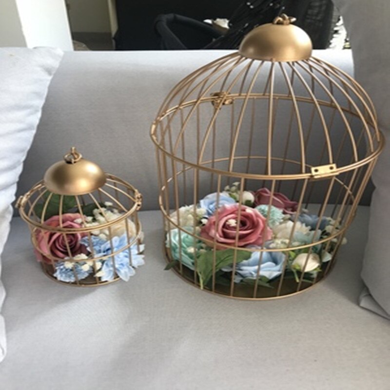 Free delivery1pcs Continental Iron Birdcage decorative window small cage wedding ornaments. classical cages for bird: gold / small