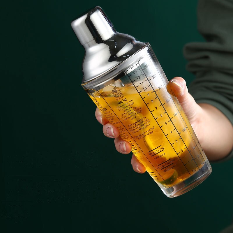 Cocktail Shaker Scale Glass Modern Champagne Wine Beverage Mixer Shaker Bottle Fruit Juice Snow Grams Cup Bar Bartender Tools