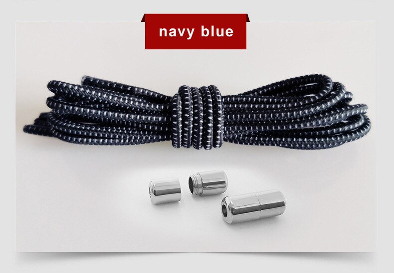Elastic Shoelaces Round Locking No Tie Shoe Laces Quick Lazy Laces Rubber Sneakers Shoelace for Kids Adult Shoe Laces No Tie: navy blue