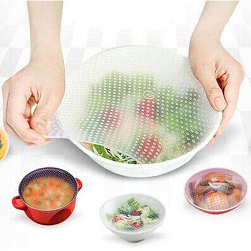 4PCS Silicone Reusable Bowl Covers Food Storage Covers Reusable Veggie Saver Bundle Variety Pack Food Wraps food silicone cover