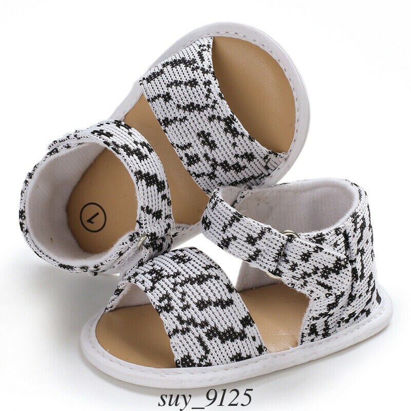 Newborn Kids Baby Girl Soft Sole Sandal Shoes Print Flat With Heel Summer Casual Shoes 2 Colors