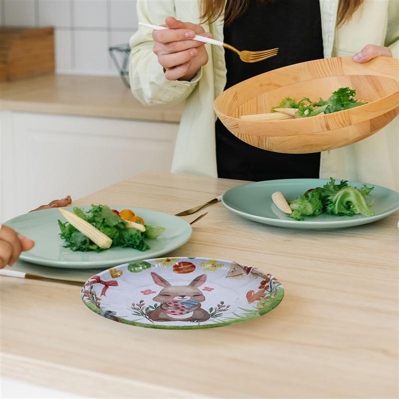 1Pc Easter Day Rabbit Pattern Decorative Fruit Plate Iron Fruit Plate Nut Tray Snack Plate Easter Bunny Fruit Tray 19.5cm