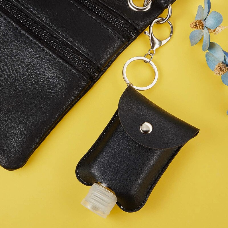 Portable Squeeze Bottle Empty Leakproof Plastic Travel Bottle With Leather Keychain Holder For Hand Sanitizer Container Tool
