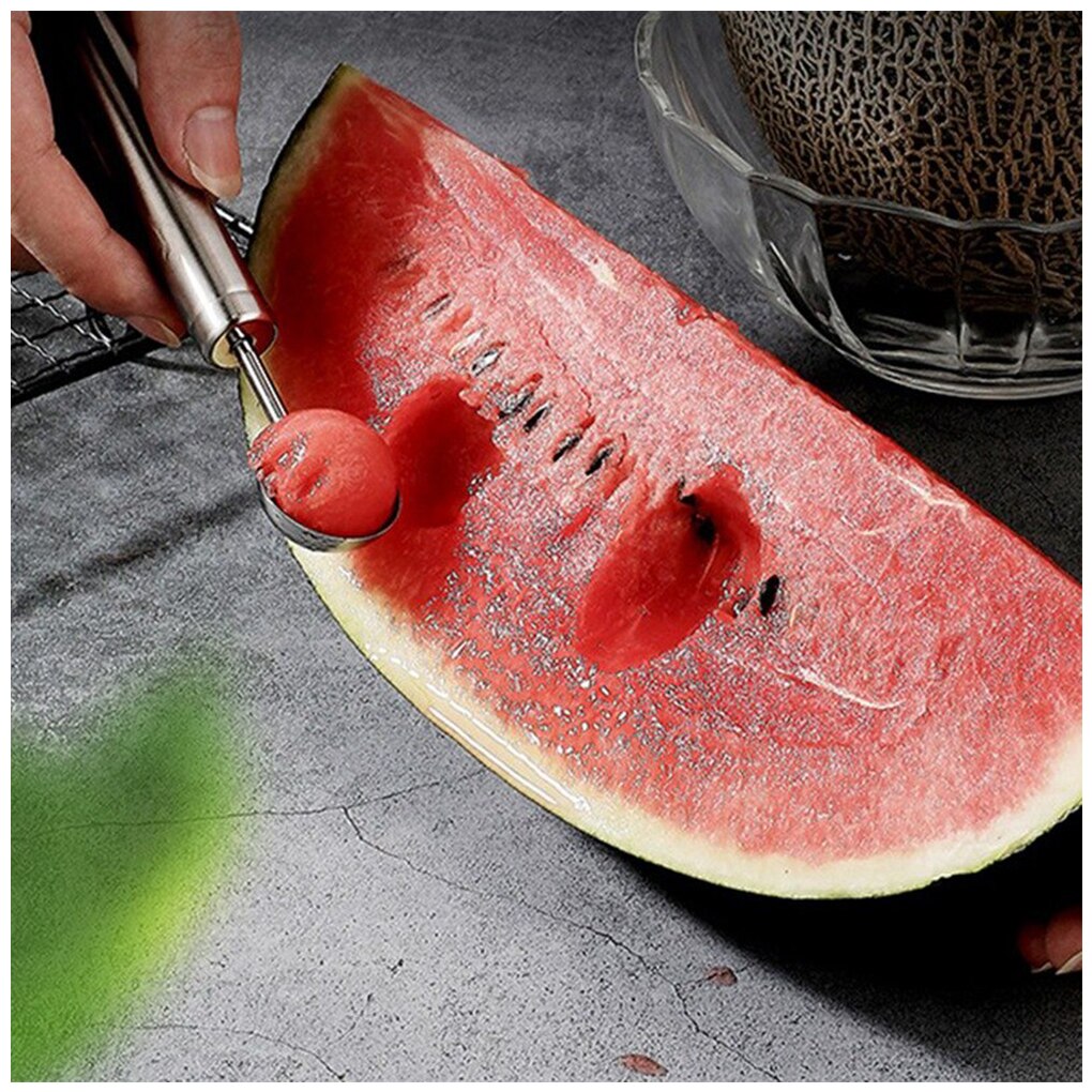 Fruit Bal Graven Apparaat Divider Watermeloen Aardappel Lepel Vruchten Platter Wasbare Scoop Met Haak Graveren Gadgets