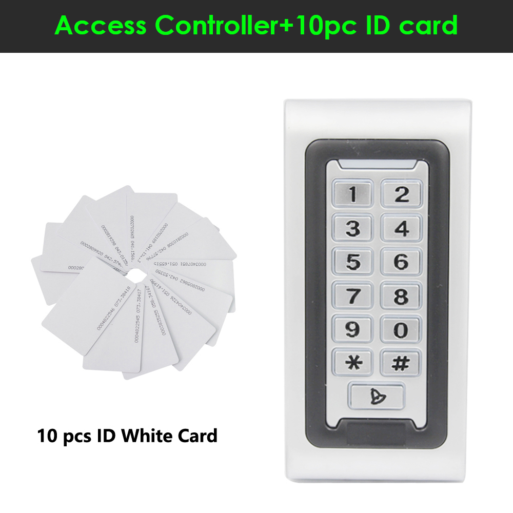 Backlight Metal Stainless steel access control Reader 2000Users WG26 input and output security 125Khz RFID Access Control Keypad: AC 10pc ID card
