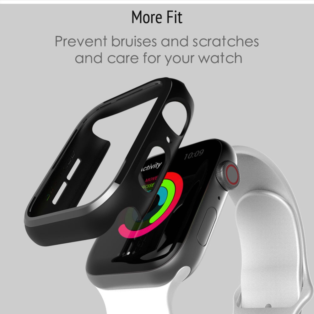 Bumper for apple watch series 1 2 3 4 5 PC case slim fit case for iWatch thin protector plastic black frame 40 44 38 42 mm band