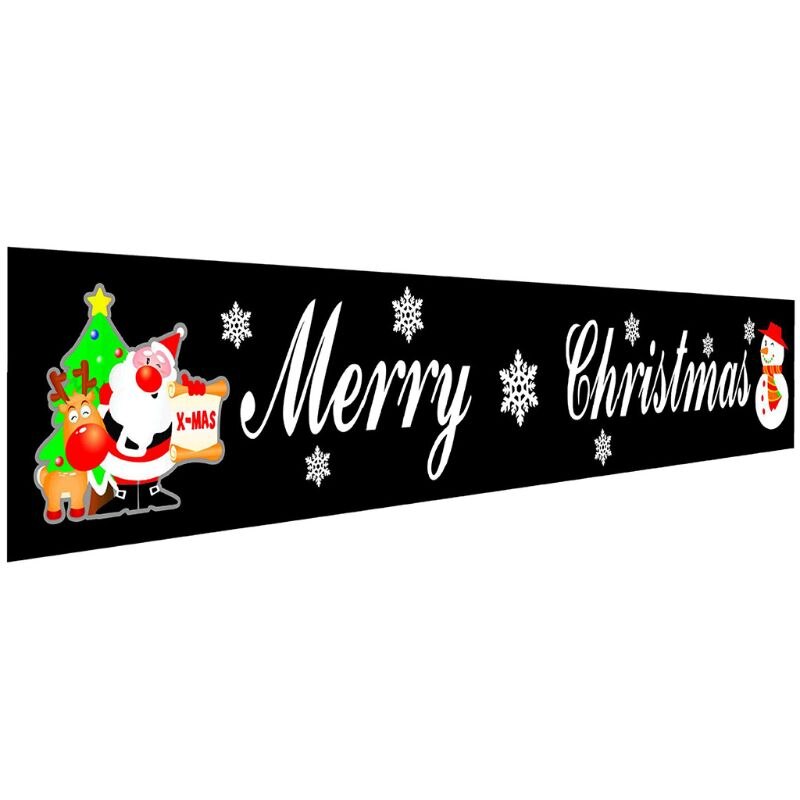 Outdoor Christmas Banner Pull Flag Decorations Celebrate Foldable Hanging Decor 667B: Black